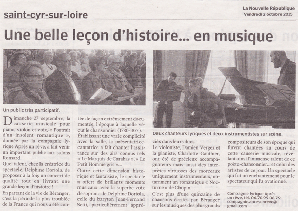 Une belle leçon d’histoire… en musique